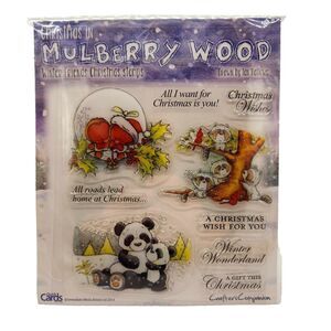 Quick Cards Christmas in Mulberry Wood Winter Friends Animals Cling Stamp Set UK
